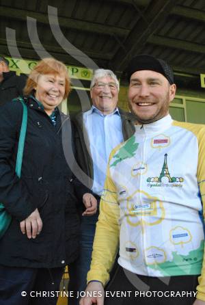 Pedal from Paris charity bike ride Part 4 – May 3, 2015: Just over 100 cyclists returned to Yeovil Town FC to complete a 241-mile charity bike ride from Paris to Yeovil. Photo 20