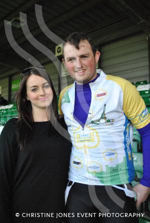 Pedal from Paris charity bike ride Part 5 – May 3, 2015: Just over 100 cyclists returned to Yeovil Town FC to complete a 241-mile charity bike ride from Paris to Yeovil. Photo 3