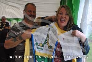 Pedal from Paris charity bike ride Part 5 – May 3, 2015: Just over 100 cyclists returned to Yeovil Town FC to complete a 241-mile charity bike ride from Paris to Yeovil. Photo 16