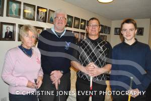The annual Captain's Drive-in at Windwhistle Golf Club on January 12, 2013. Pictured, from left, are ladies captain Rose Atkinson, seniors representative Norman Markby, men's captain Paul Bennett and junior captain Alex Manley. Photo 1