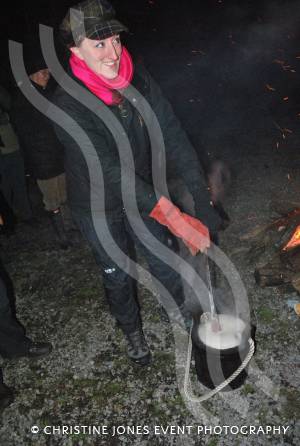 Wassailing with Shepton Mallet Cider Mill - Jan 17, 2013: Mulling the cider. Photo 1