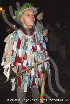 Wassailing with Shepton Mallet Cider Mill - Jan 17, 2013: Jerry Chipchase, of Taunton Deane Morris Men, at Stewley Orchard. Photo 7