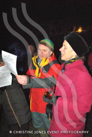 Wassailing with Shepton Mallet Cider Mill - Jan 17, 2013: Singing the Wassailing Carol at Stewley Orchard near Ilminster. Photo 10