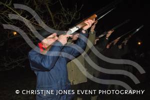 Wassailing with Shepton Mallet Cider Mill - Jan 17, 2013: A volley of gunfire was sent into the branches of the tree to scare away evil spirit. Photo 11